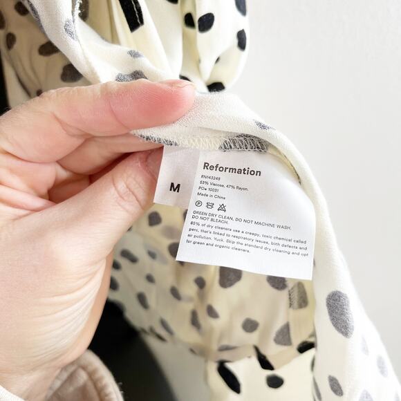 Reformation Lores Off The Shoulder Polka Dot Wrap Top Blouse White Medium - Picture 4 of 5